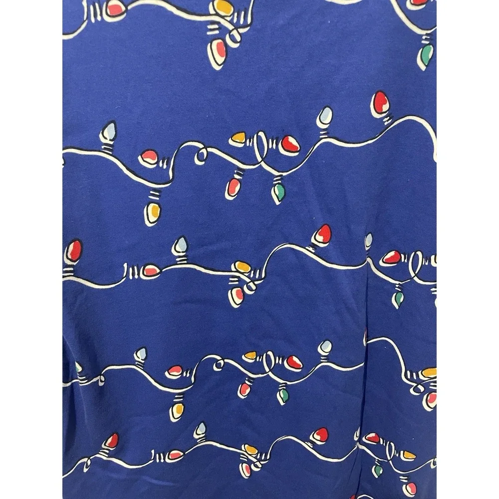 New Kim Rogers Size Medium M Perfectly Soft‎ Blue Christmas V Neck Top Shirt NWT